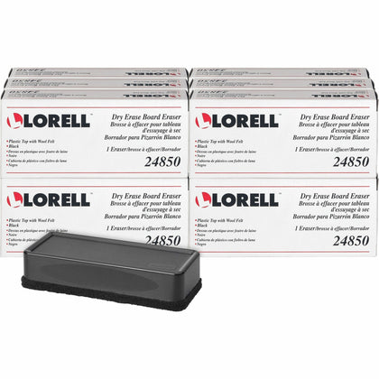 Lorell Dry-Erase Board Erasers: Black - Pack of 12 - & Easel Accessories