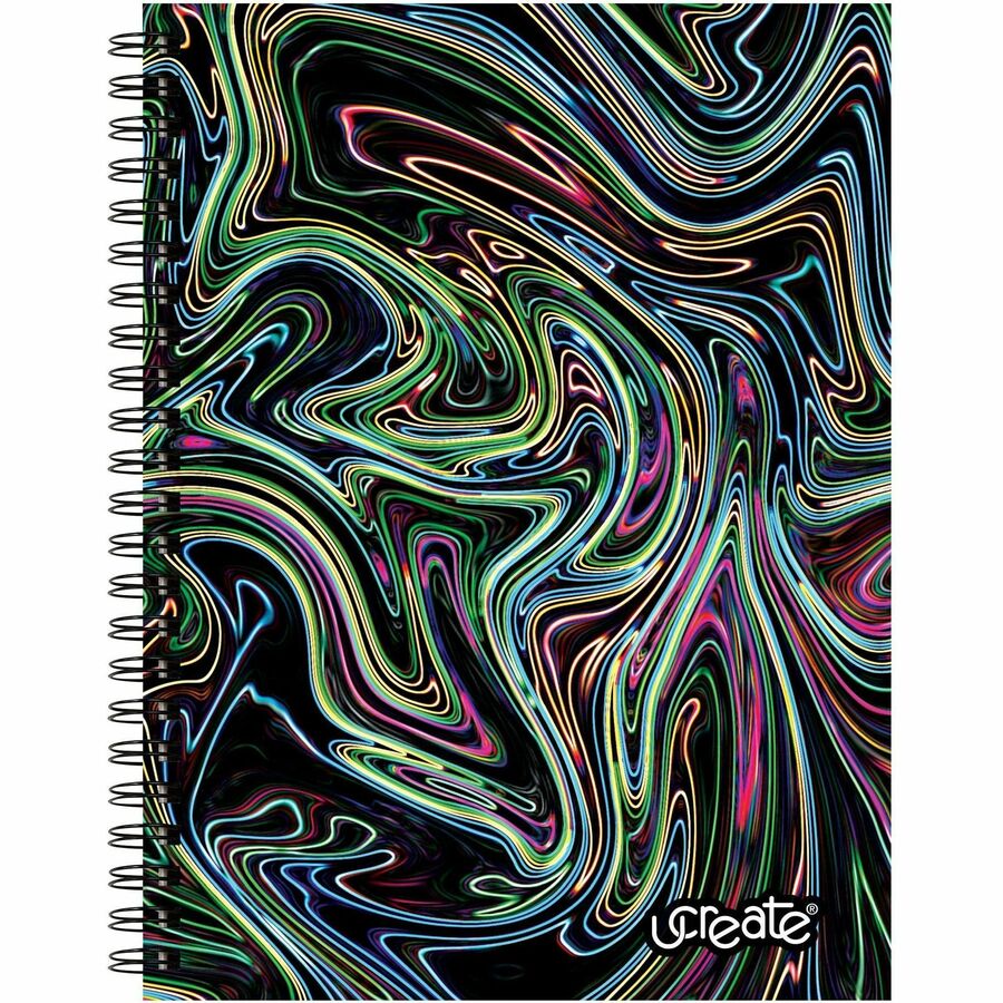 Pacon Fashion Sketch Book - 75 Pages - Spiral - 120 g/m&#178; Grammage - 9" x 6" Sheet Size - Neon Neon Squiggles Cover - Acid-free, Perforated, Durable - 1 Each