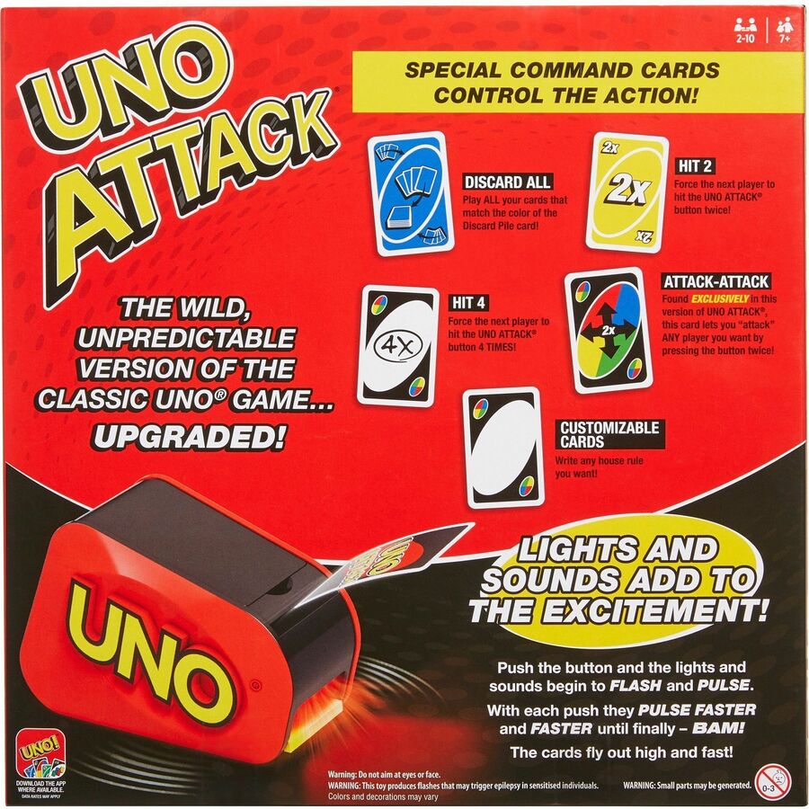 Mattel UNO Attack Card Game , Family Game For Kids And Adults, Card Blaster - Fun - Gambling - 2 to 10 Players - 1 Each