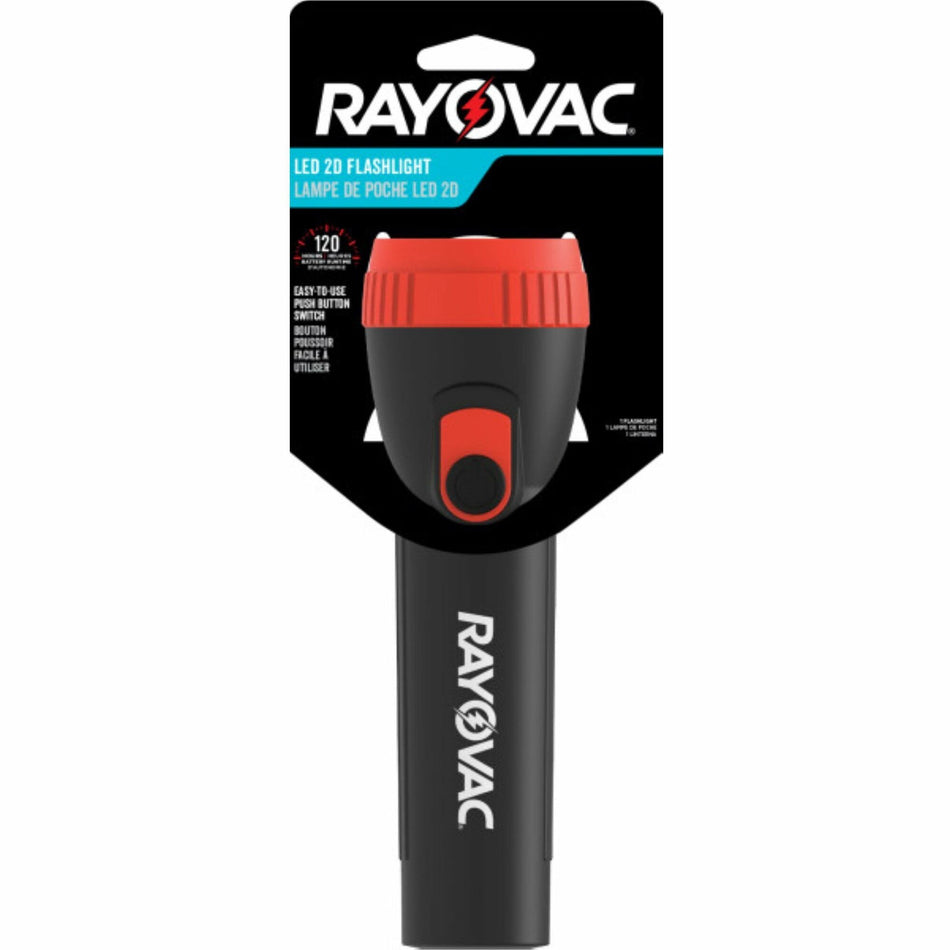 Rayovac General Purpose LED Flashlight - LED - 2 - Battery - Black, Red - 1 Each