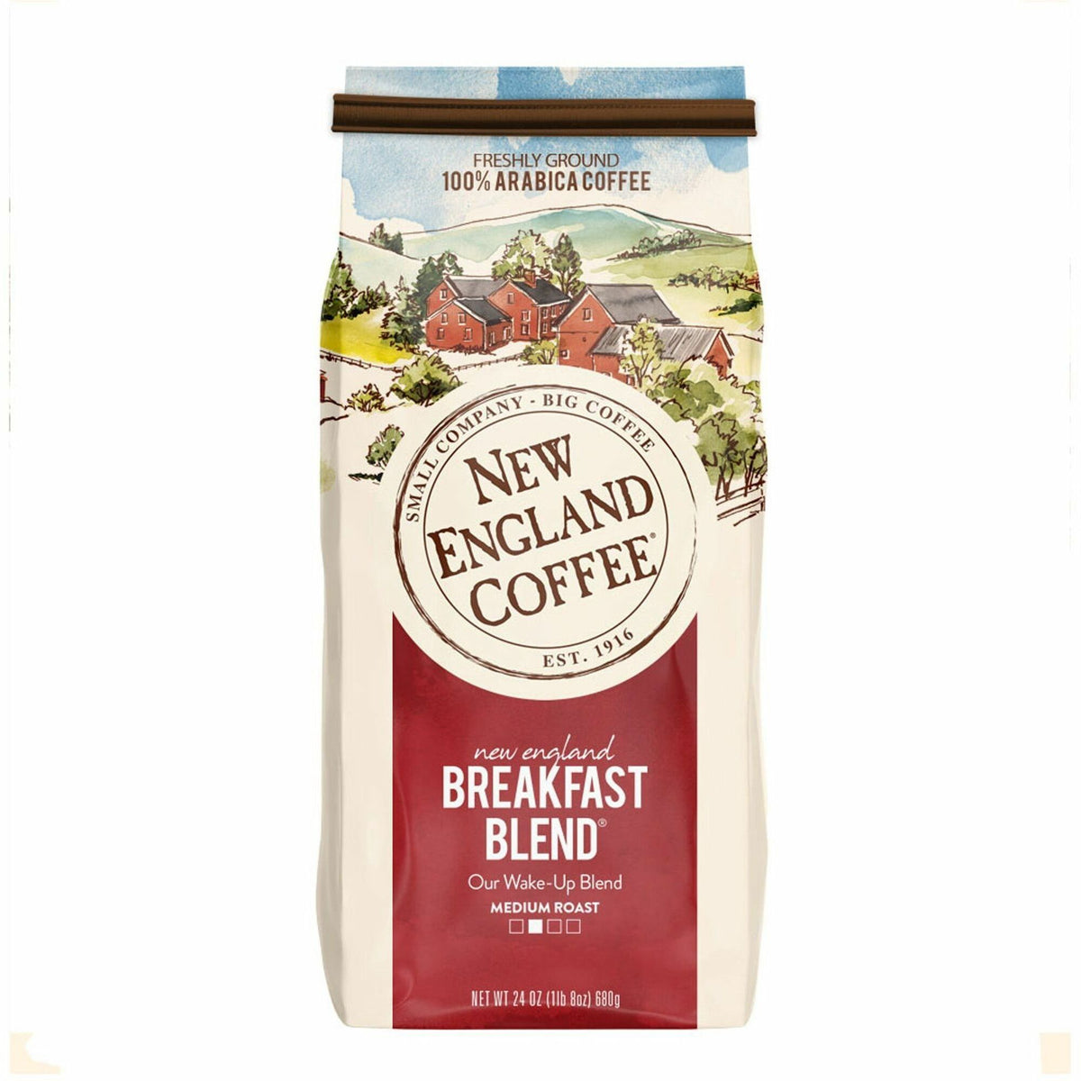 New England Coffee® Ground Breakfast Blend Coffee - Medium - 24 oz - Ground - Breakfast Blend - 4 / Carton