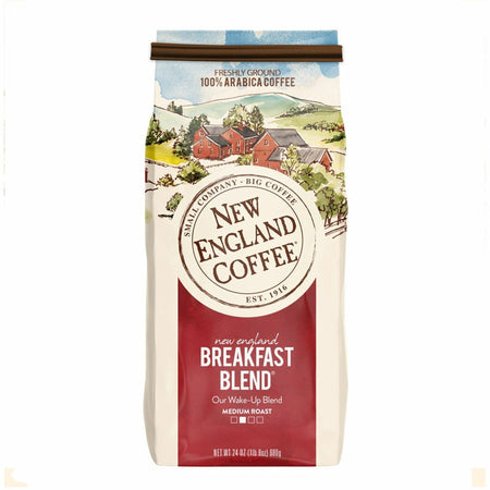New England Coffee® Ground Breakfast Blend Coffee - Medium - 24 oz - Ground - Breakfast Blend - 4 / Carton
