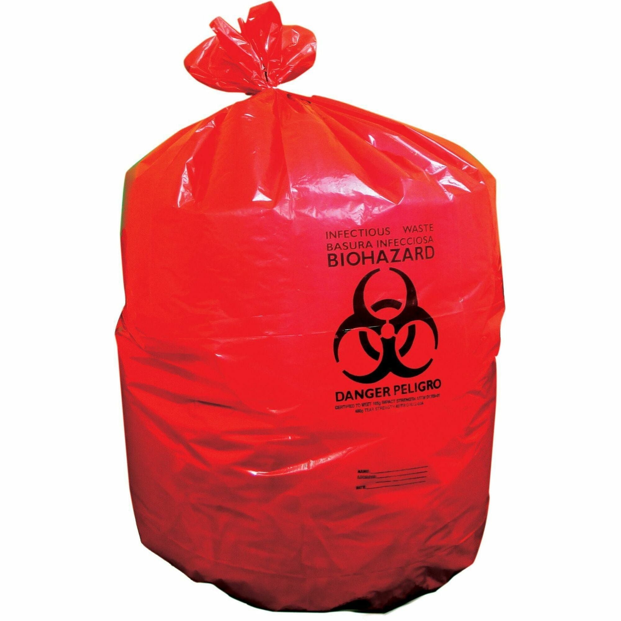 Heritage Healthcare Can Liners - 33 gal Capacity - 33" Width x 39" Depth x 1.30 mil (33 Micron) Thickness - Low Density - Red - Resin, Linear Low-Density Polyethylene (LLDPE), Plastic - Can - 150 / Carton