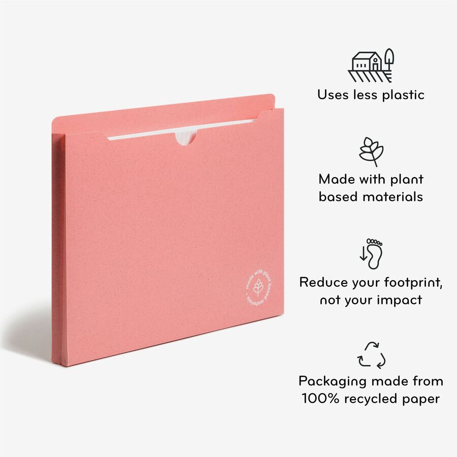 U Brands U-Eco Straight Tab Cut Letter File Jacket - 8 1/2" x 11" - 1" Expansion - 1 Pocket(s) - Poly - Assorted - 0% Recycled - 10 / Pack