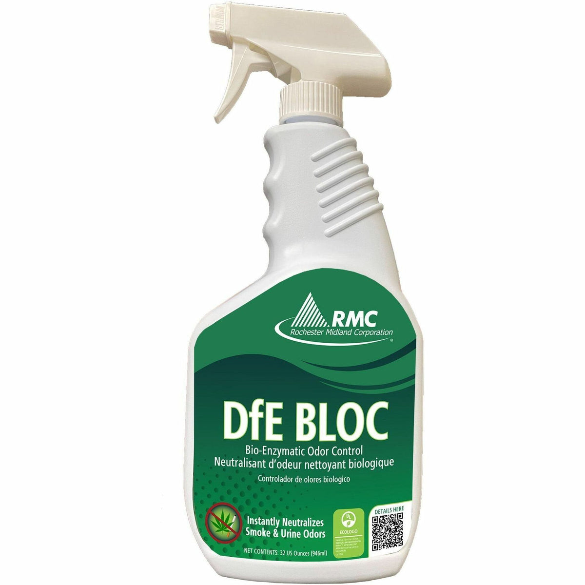 RMC DfE Biological Cleaner - 32 fl oz (1 quart) - 8.5 pH - Odorless, Odor Neutralizer, Rinse-free - Amber - 1 Each