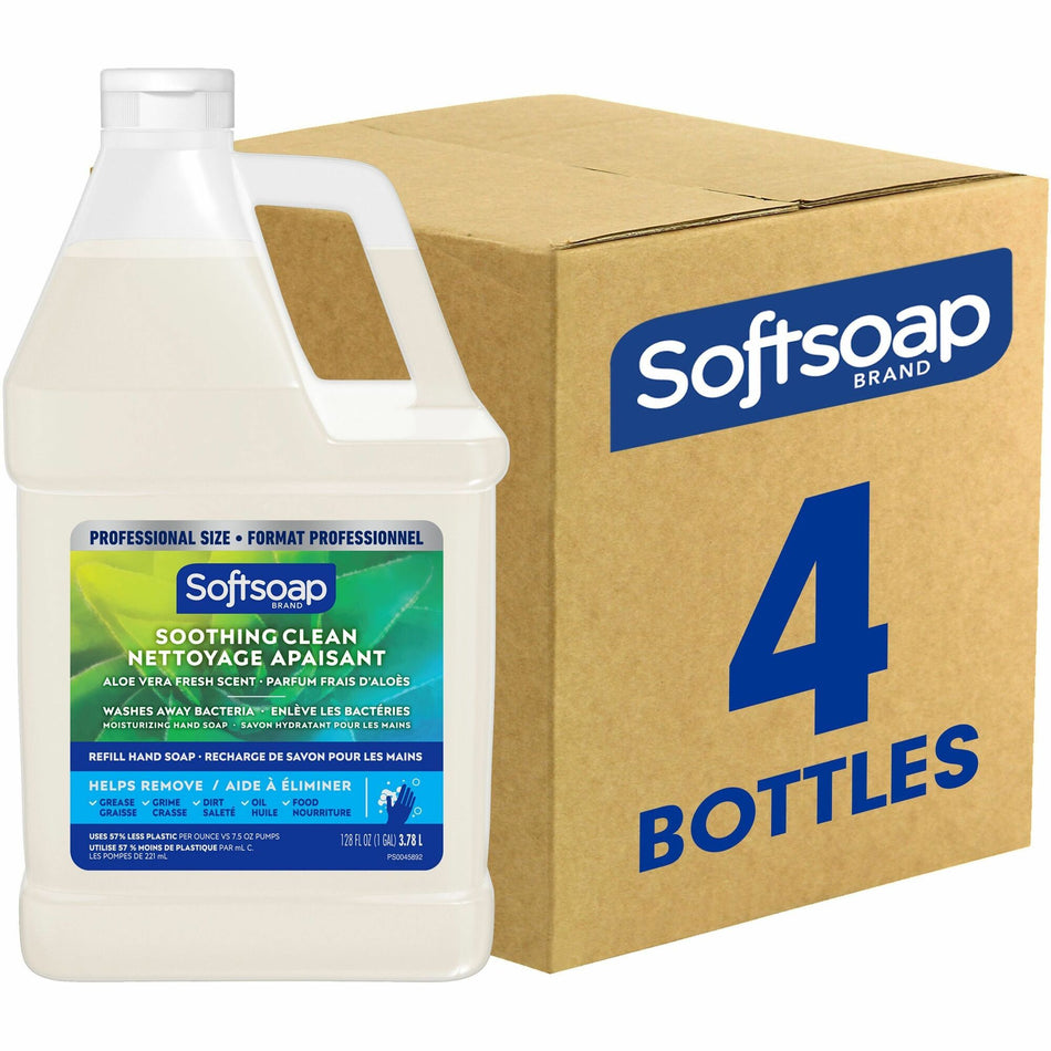 Softsoap Professional Hand Soap - Aloe Vera Scent - 1 gal - Grease Remover, Grime Remover, Dirt Remover, Oil Remover, Bacteria Remover - Hand, Skin - Moisturizing - White - pH Balanced - 4 / Carton