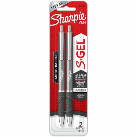 Sharpie S-Gel Pens - 0.7 mm Pen Point - Black Ink - Gunmetal Barrel - 2 / Pack