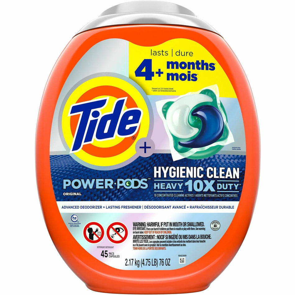 Tide Hygienic Clean Heavy Duty Pods - Concentrate - Original Scent - Hygienic, Heavy Duty - Orange - 45 / Pack