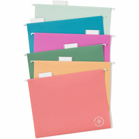 U Brands U-Eco 1/5 Tab Cut Letter Hanging Folder - 8 1/2" x 11" - 1/2" Expansion - Poly - Assorted - 0% Recycled - 12 / Pack
