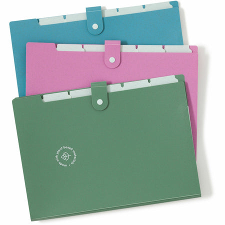 U Brands U-Eco Letter Expanding File - 8 1/2" x 11" - 6 Pocket(s) - Poly - Assorted - 0% Recycled - 3 / Pack