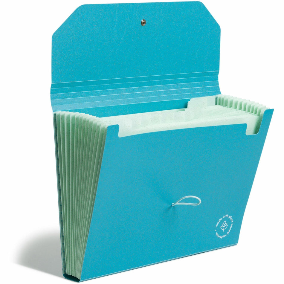 U Brands U-Eco Letter Expanding File - 8 1/2" x 11" - 13 Pocket(s) - Poly - Blue - 0% Recycled - 1 Each