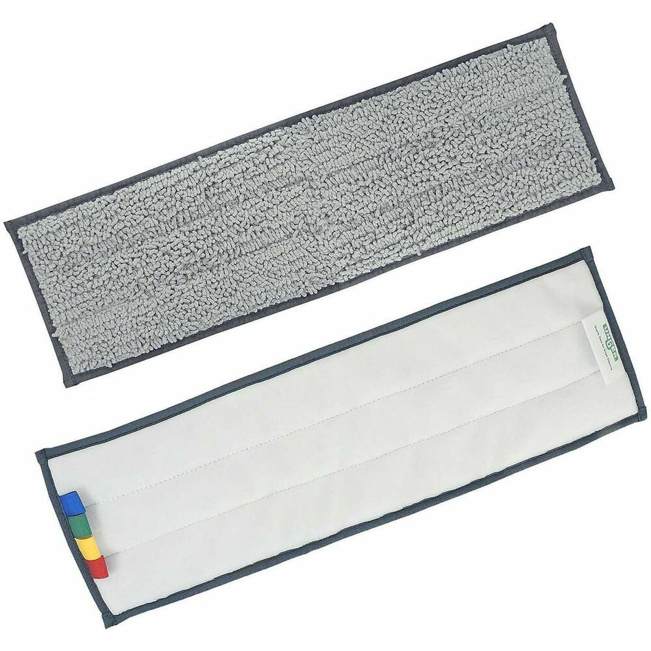 Unger Excella Cleaning Pads - Rectangle20" Length - Floor, Mopping - Hook & Loop Fastener, Durable - MicroFiber, Polyester - Green, Black - 1 Each