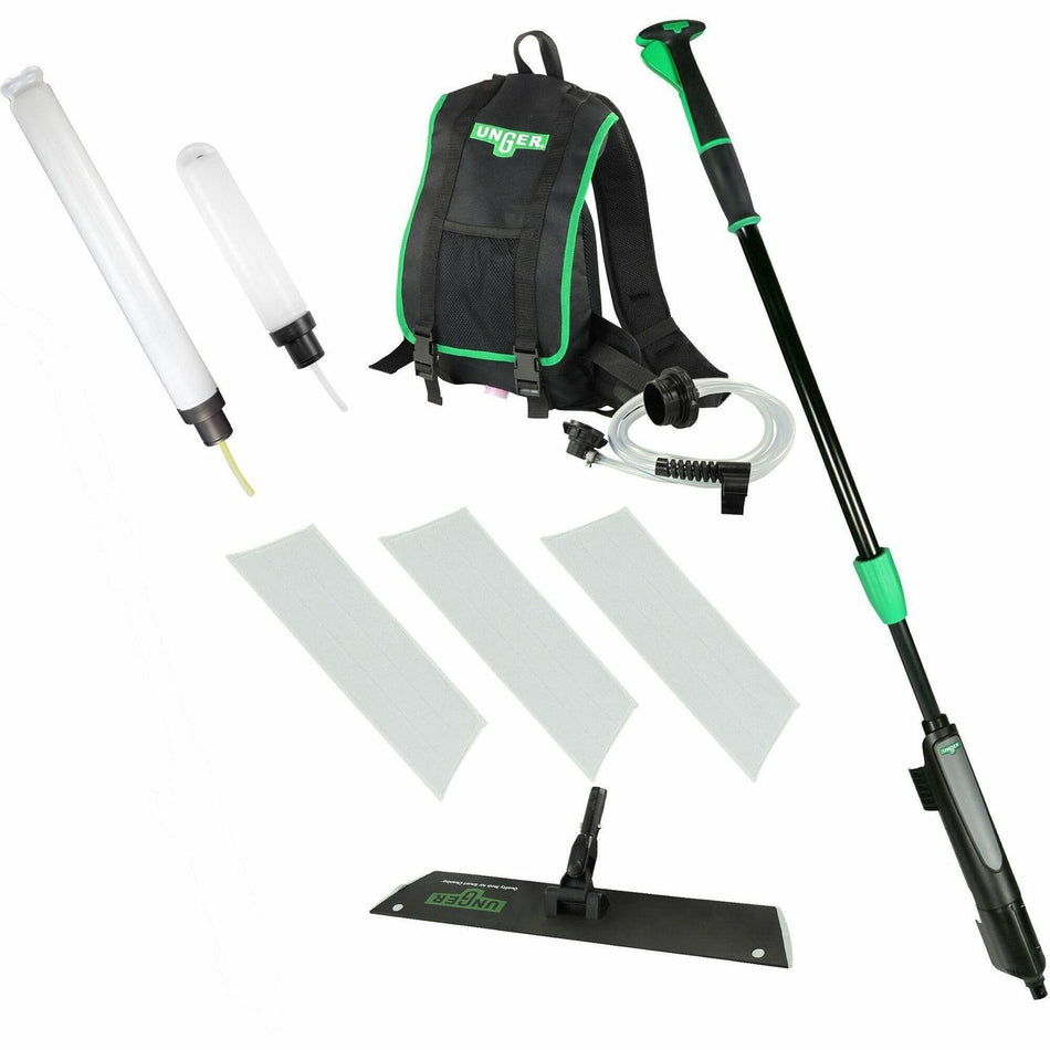 Unger Unger Excella Floor Finishing Straight Kit 18" - MicroFiber, Rubber - Black, Green, Gray - 1 / Carton