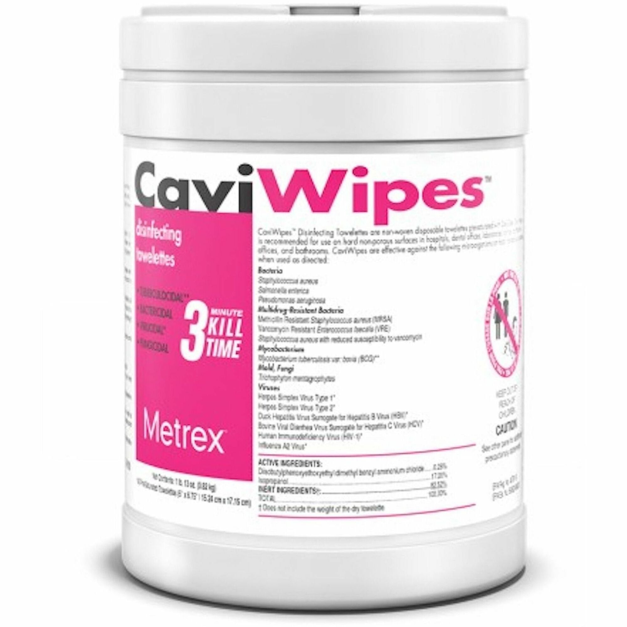 Metrex CaviWipes - Concentrate - 6.75" Length x 6" Width - Durable, Easy to Use - White - 160/Tub - 12 / Carton