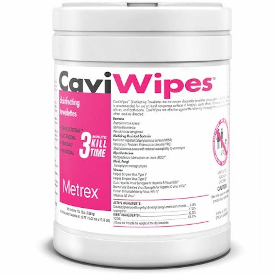 Metrex CaviWipes - Concentrate - 6.75" Length x 6" Width - Durable, Easy to Use - White - 160/Tub - 12 / Carton
