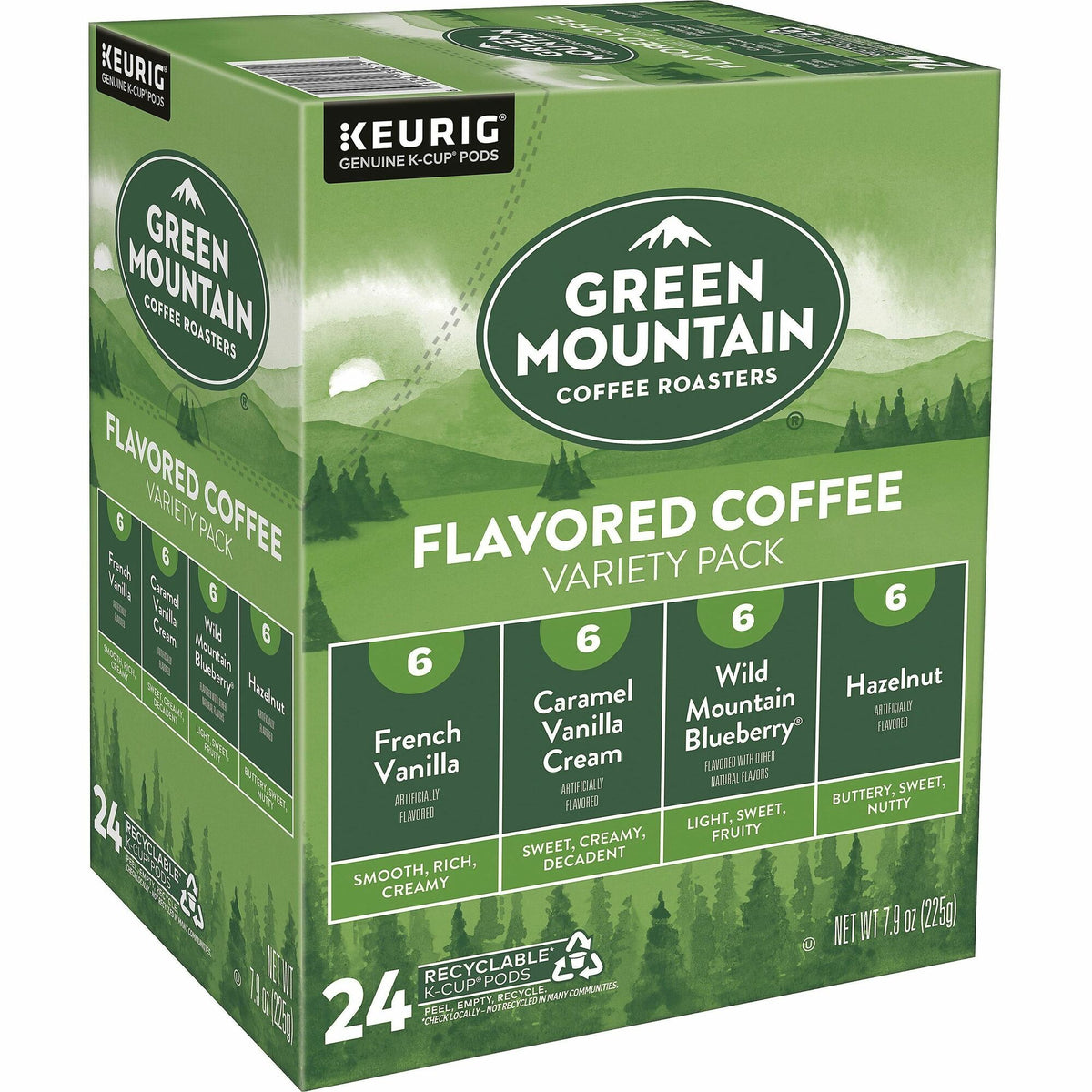 Green Mountain Coffee Roasters® K-Cup Coffee - Compatible with Keurig Brewer - Light - K-Cup - French Vanilla, Caramel Vanilla Cream, Wild Mountain Blueberry, Hazelnut - 24 / Box