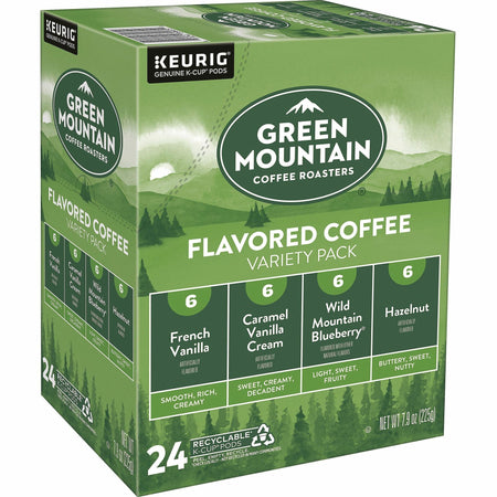 Green Mountain Coffee Roasters® K-Cup Coffee - Compatible with Keurig Brewer - Light - K-Cup - French Vanilla, Caramel Vanilla Cream, Wild Mountain Blueberry, Hazelnut - 24 / Box