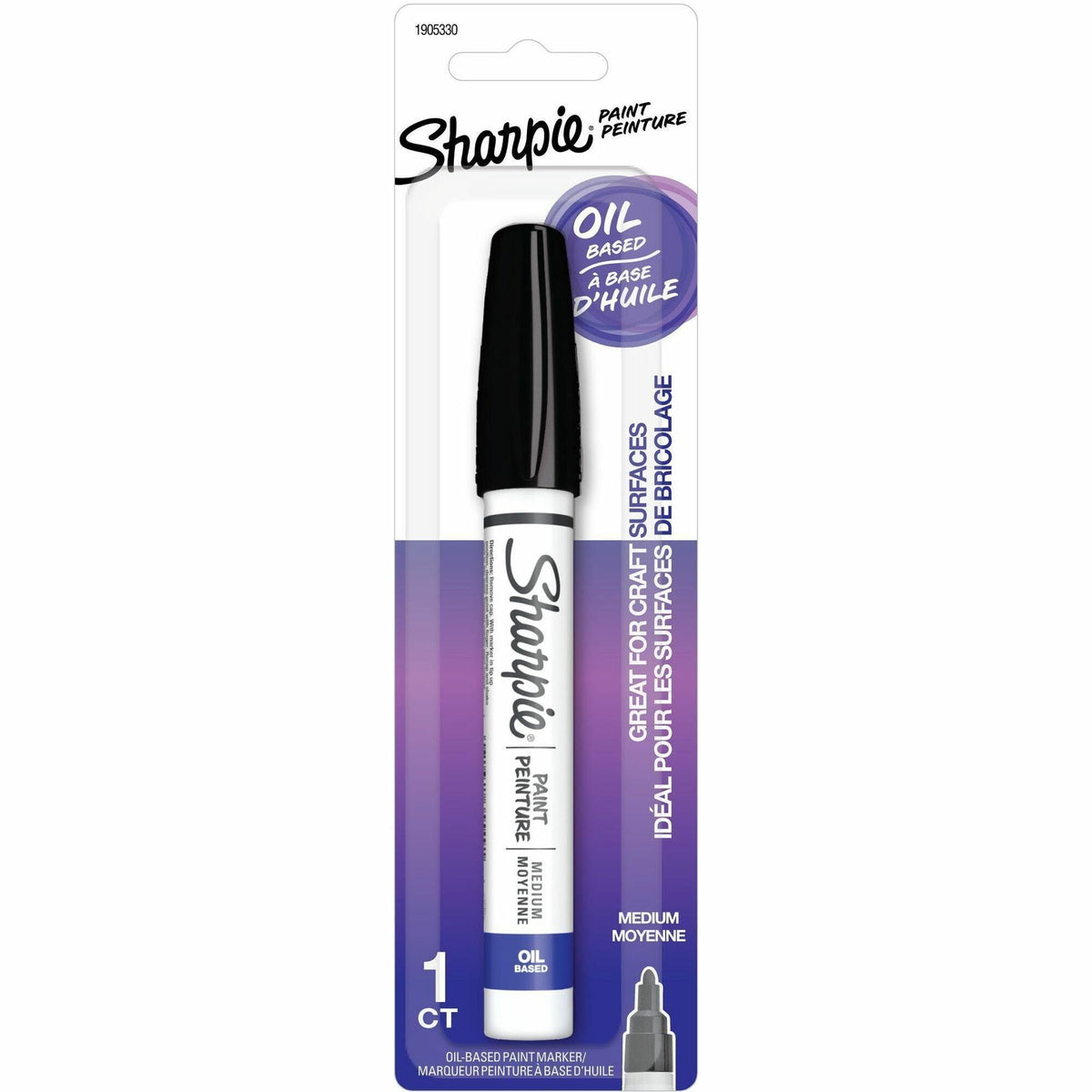 Sharpie Oil-Based Paint Markers - Medium Marker Point - Black Ink - Oil Based - Metal Barrel - 1 / Pack