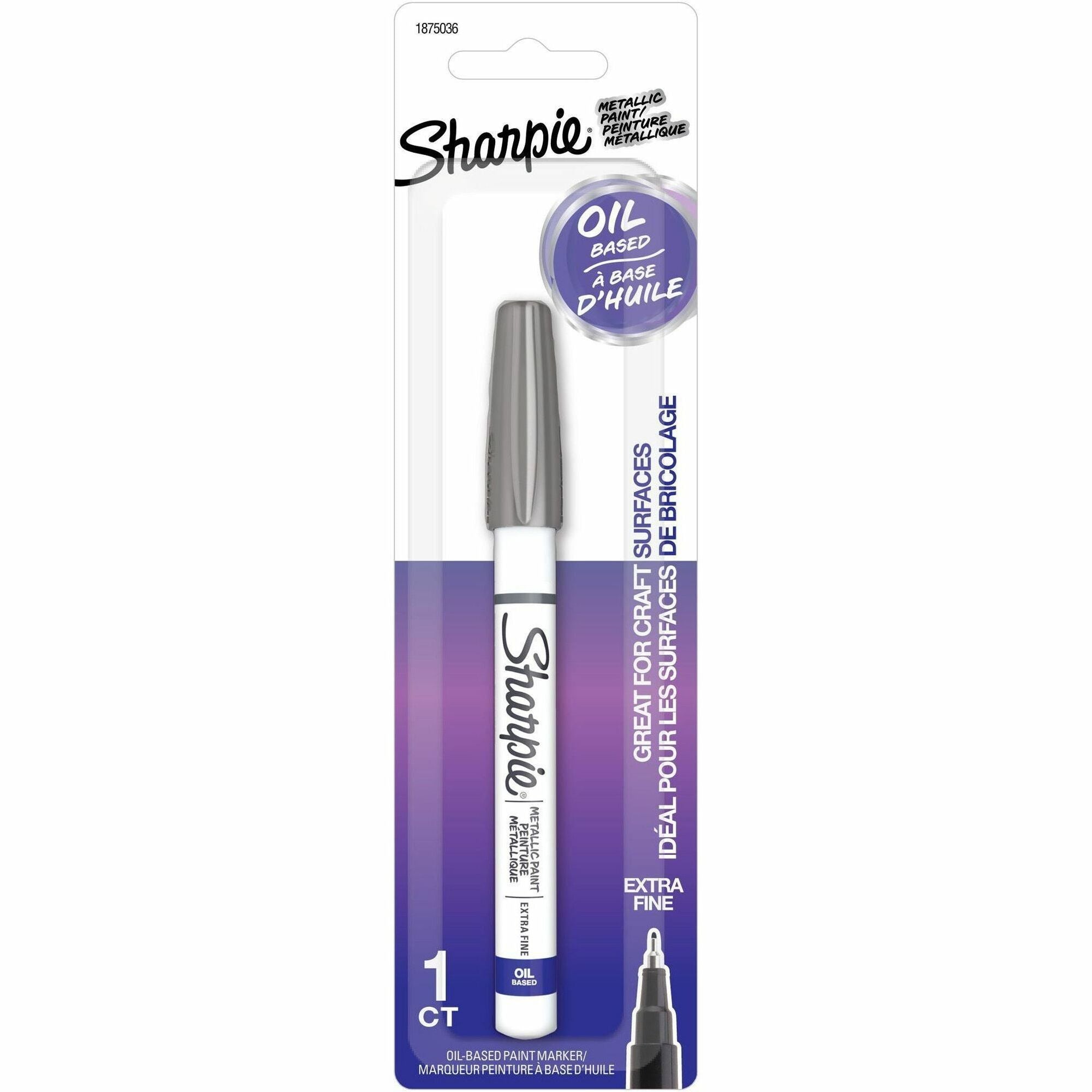 Sharpie Oil-Based Paint Markers - Extra Fine Marker Point - Silver Ink - Oil Based - Metal Barrel - 1 / Pack