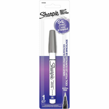 Sharpie Oil-Based Paint Markers - Extra Fine Marker Point - Silver Ink - Oil Based - Metal Barrel - 1 / Pack