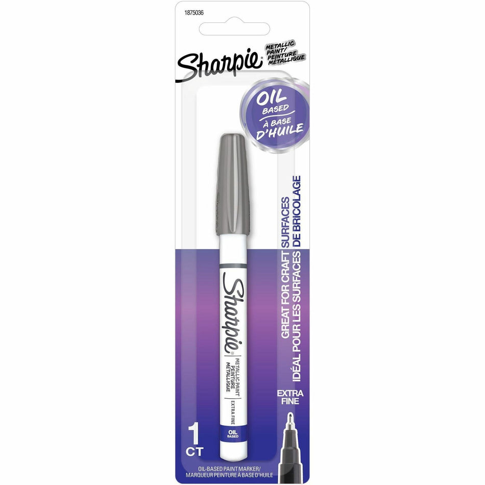 Sharpie Oil-Based Paint Markers - Extra Fine Marker Point - Silver Ink - Oil Based - Metal Barrel - 1 / Pack