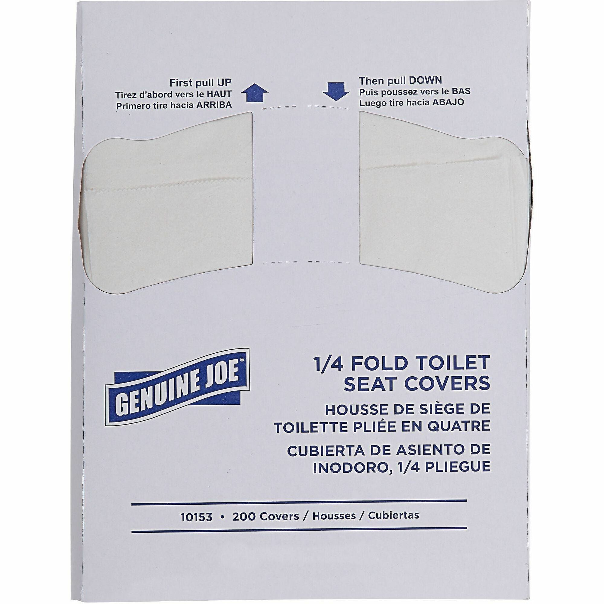 Genuine Joe Quarter-Fold Toilet Seat Covers - Quarter-fold - For Toilet - White - Paper - 200/Pack - 25 / Carton
