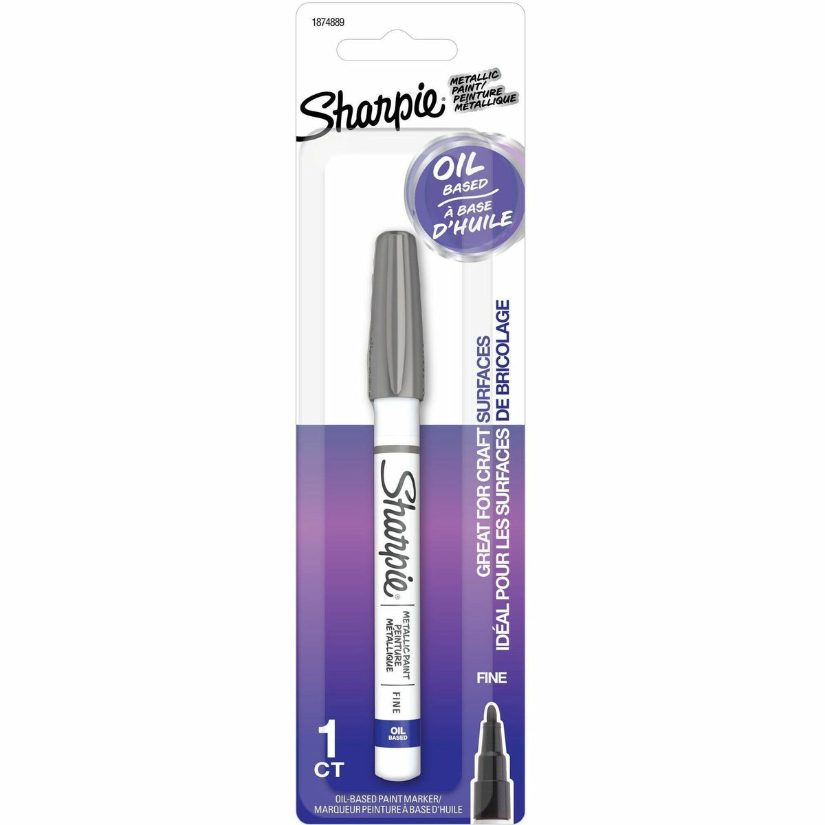 Sharpie Oil-Based Paint Markers - Fine Marker Point - Silver Ink - Oil Based - Metal Barrel - 1 / Pack