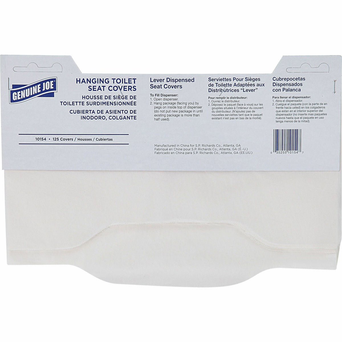 Genuine Joe Quarter-Fold Toilet Seat Covers - Quarter-fold - For Toilet - White - Virgin Paper - 125/Pack - 24 / Carton