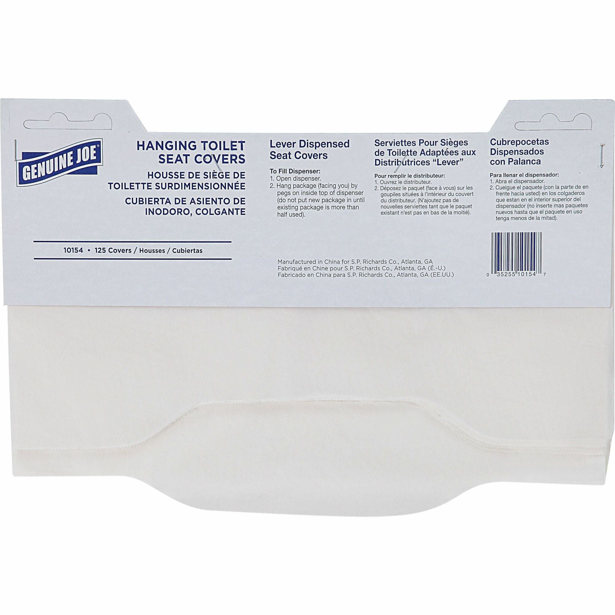 Genuine Joe Quarter-Fold Toilet Seat Covers - Quarter-fold - For Toilet - White - Virgin Paper - 125/Pack - 24 / Carton