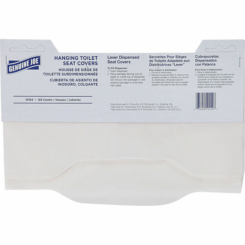 Genuine Joe Quarter-Fold Toilet Seat Covers - Quarter-fold - For Toilet - White - Virgin Paper - 125/Pack - 24 / Carton