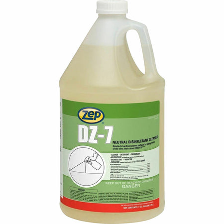 Zep Commercial DZ-7 Neutral Disinfectant Cleaner - 128 fl oz (4 quart) - Neutral Scent - Virucidal, Bactericide, Fungicide, Mildewstatic, pH Neutral, Phosphate-free, Butyl-free, APE-free - Yellow - 1 Each