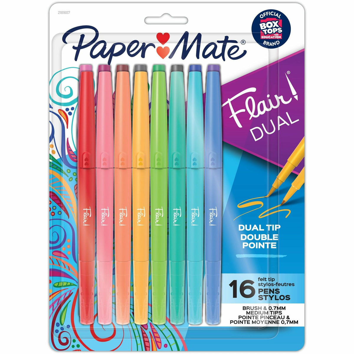 Paper Mate Flair Duo Pens - 0.7 mm Medium Pen Point - Assorted Ink - 16 / Pack