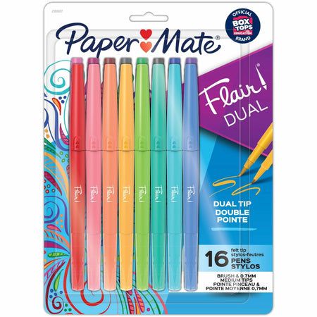 Paper Mate Flair Duo Pens - 0.7 mm Medium Pen Point - Assorted Ink - 16 / Pack