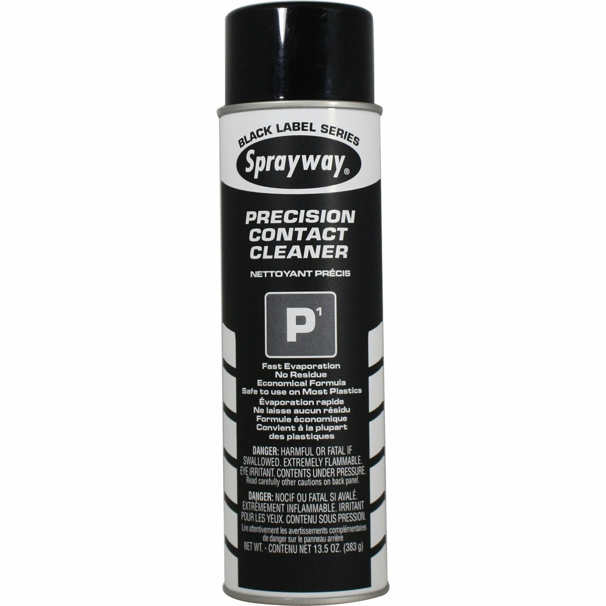 Sprayway P1 Precision Contact Cleaner - For Electrical Contact, Electronic Equipment - 13.50 fl oz - Non-corrosive, Non-staining, Quick Drying, Residue-free - Black - 1 Each