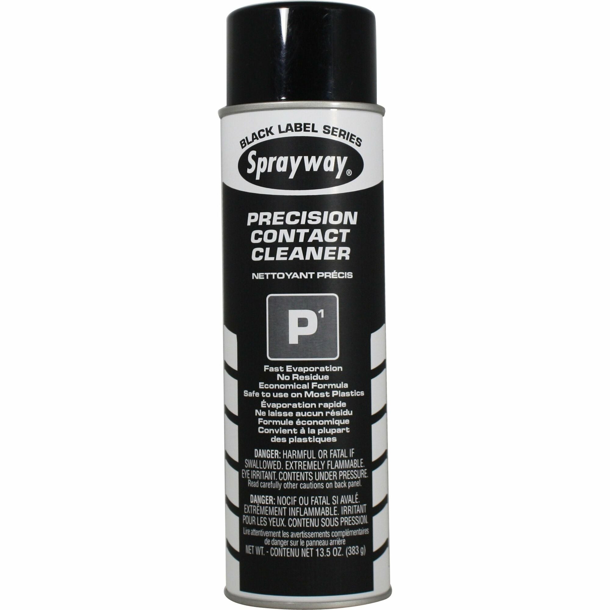 Sprayway P1 Precision Contact Cleaner - For Electrical Contact, Electronic Equipment - 13.50 fl oz - Non-corrosive, Non-staining, Quick Drying, Residue-free - Black - 1 Each
