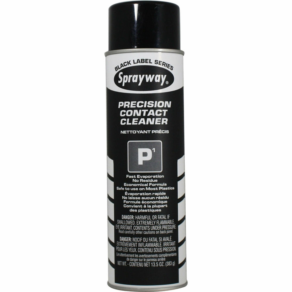 Sprayway P1 Precision Contact Cleaner - For Electrical Contact, Electronic Equipment - 13.50 fl oz - Non-corrosive, Non-staining, Quick Drying, Residue-free - Black - 1 Each