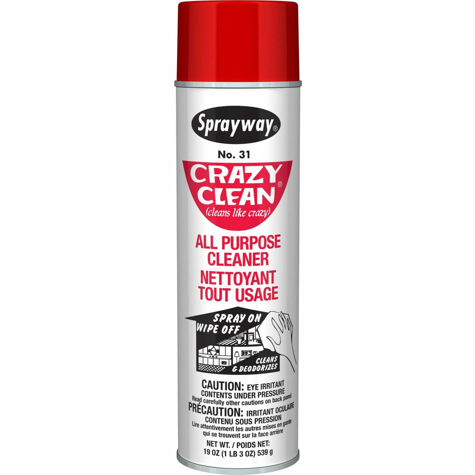Sprayway Crazy Clean All-Purpose Cleaner - Ready-To-Use - 19 fl oz (0.6 quart) - Deodorize, Non-abrasive - White - 1 Each