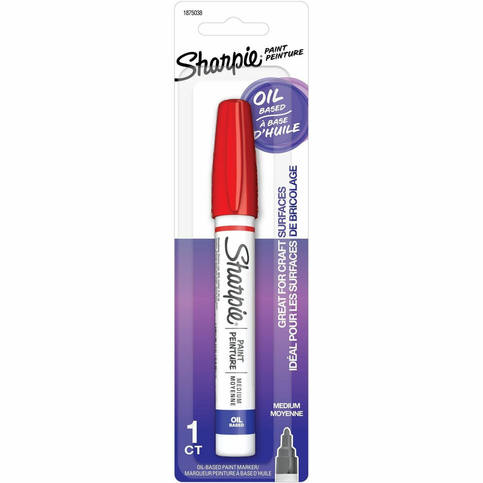 Sharpie Oil-Based Paint Markers - Medium Marker Point - Red Ink - Oil Based - 1 / Pack