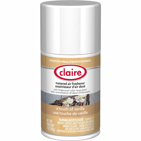 Claire Metered Air Freshener with Ordenone - Aerosol - 6000 ftÔøΩ - 7 fl oz (0.2 quart) - Vanilla - 30 Day - Odor Neutralizer - 12 / Carton
