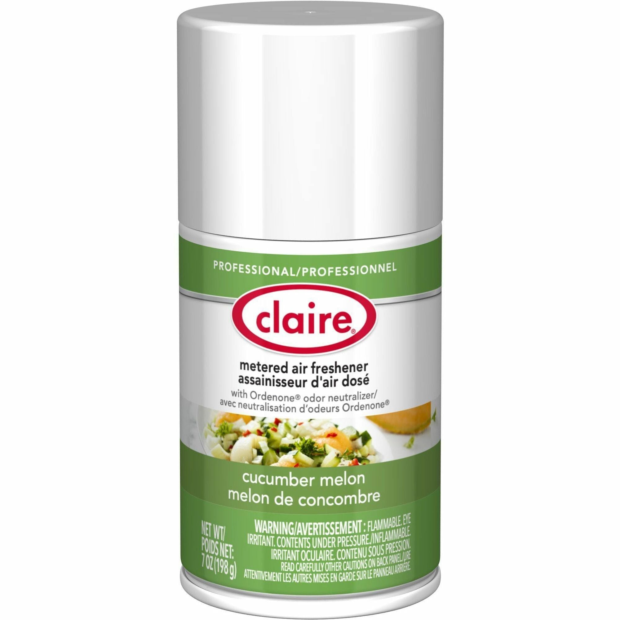 Claire Metered Air Freshener with Ordenone - Aerosol - 6000 ftÔøΩ - 7 fl oz (0.2 quart) - Cucumber Melon - 30 Day - Odor Neutralizer - 12 / Carton
