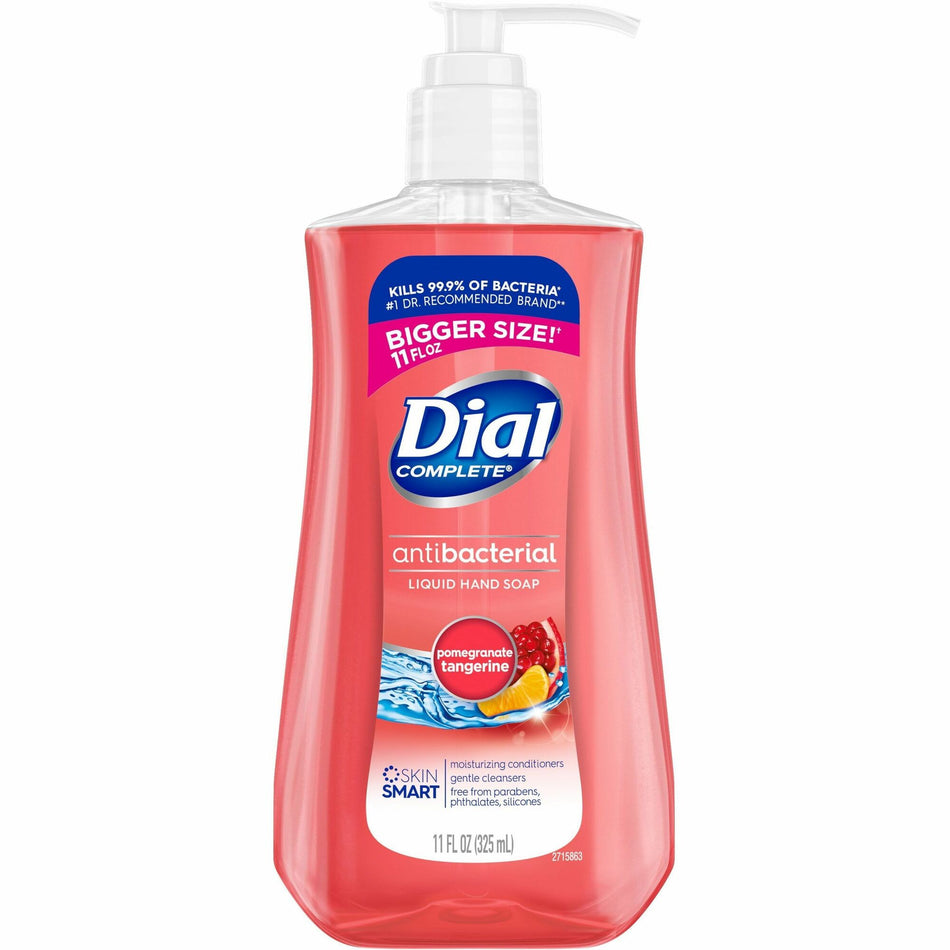 Dial Pomegranate Tangerine Antibacterial Hand Soap - Pomegranate & Tangerine Scent - 11 fl oz - Bacteria Remover, Residue Remover - Multipurpose - Moisturizing - Antibacterial - Pink - 1 Each