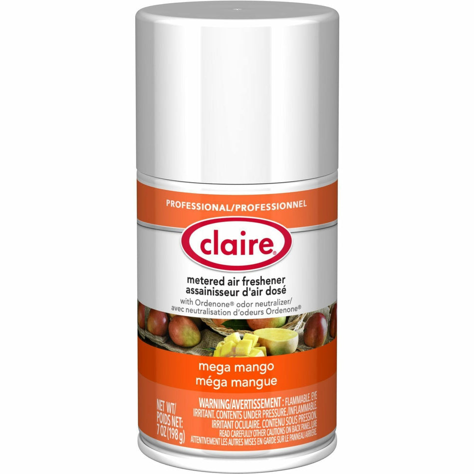 Claire Metered Air Freshener with Ordenone - Aerosol - 6000 ftÔøΩ - 7 fl oz (0.2 quart) - Mega Mango - 30 Day - Odor Neutralizer - 12 / Carton