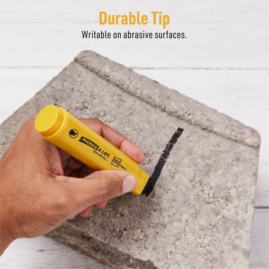 Avery®Marks A Lot UltraDuty Markers, XL Wide Tip, 12 Black Markers (29866) - 18 mm Narrow Narrow Chisel, Bold, XL Wide Marker Point - Black Ink - Polyester Tip - 12 / Pack