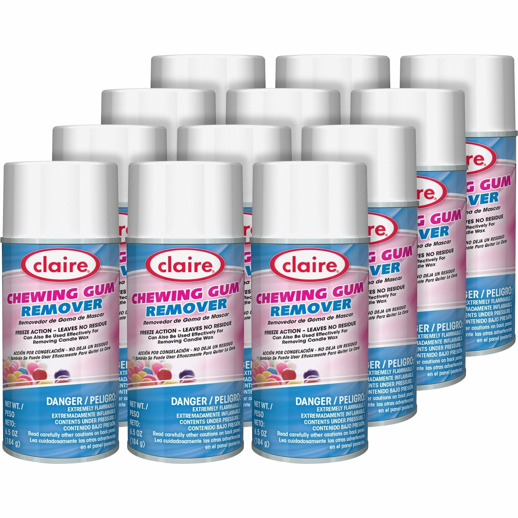 Claire Chewing Gum Remover - 12 fl oz (0.4 quart) - Cherry Scent - Residue-free, Non-staining, Chemical-free, Ozone-safe - Colorless - 12 / Carton
