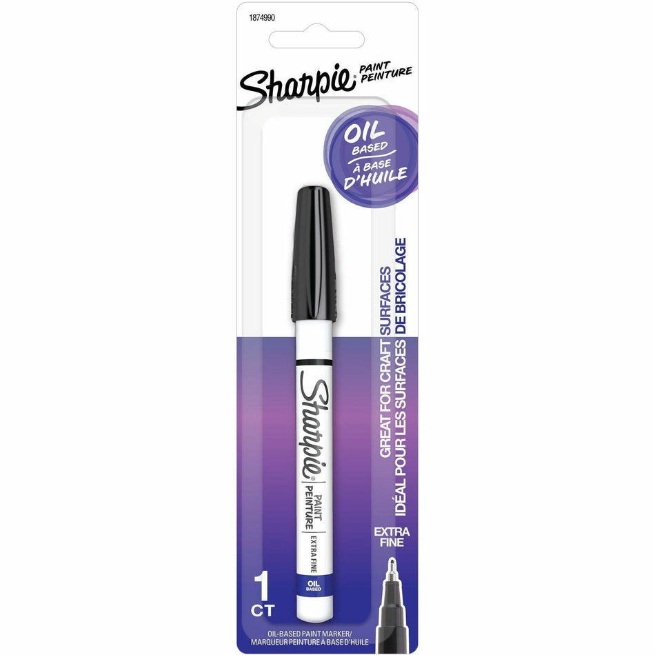 Sharpie Oil-Based Paint Markers - Extra Fine Marker Point - Black Ink - Oil Based - Metal Barrel - 1 / Pack