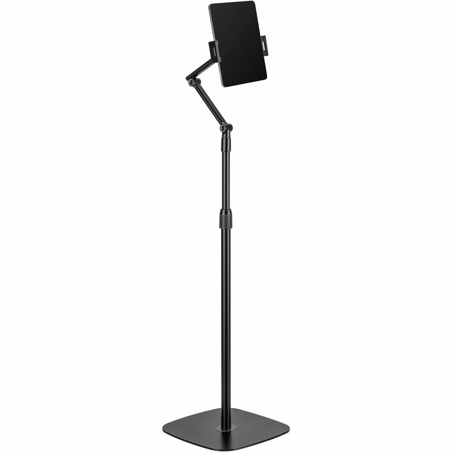 Kantek Adjustable Universal Tablet/Phone Floor Stand - Up to 12.90" Screen Support - Floor - Aluminum, Steel, Plastic - Black