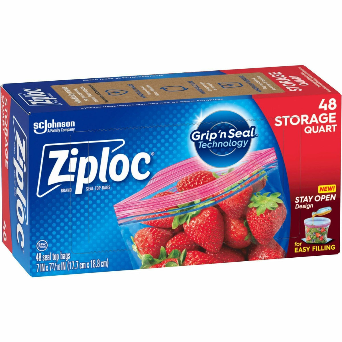 Ziploc® Stand-Up Storage Bags - Blue - Kitchen - 48/Box - 9 / Carton