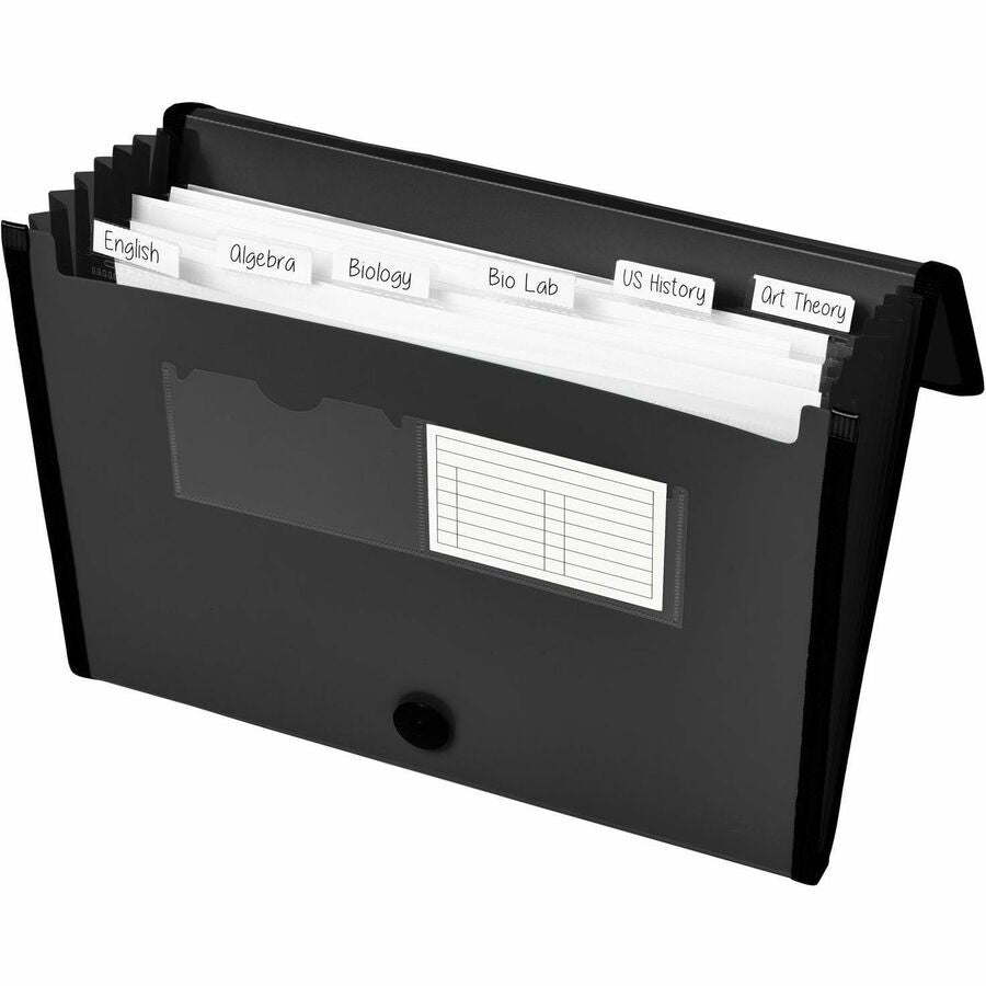 Avery®  Letter, A4 Expanding File - 425 Sheets Capacity - 7 Pocket(s) - Polypropylene, Plastic, Fabric - Black - 0% Recycled - 1 Each
