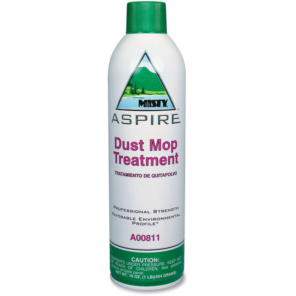 MISTY Aspire Dust Mop Treatment - For Multipurpose - Aerosol - 16 fl oz (0.5 quart) - Lemon, Citrus Scent - VOC-free, No-wax, Water Based, Non-flammable, Silicon-free - Clear, White - 1 Each