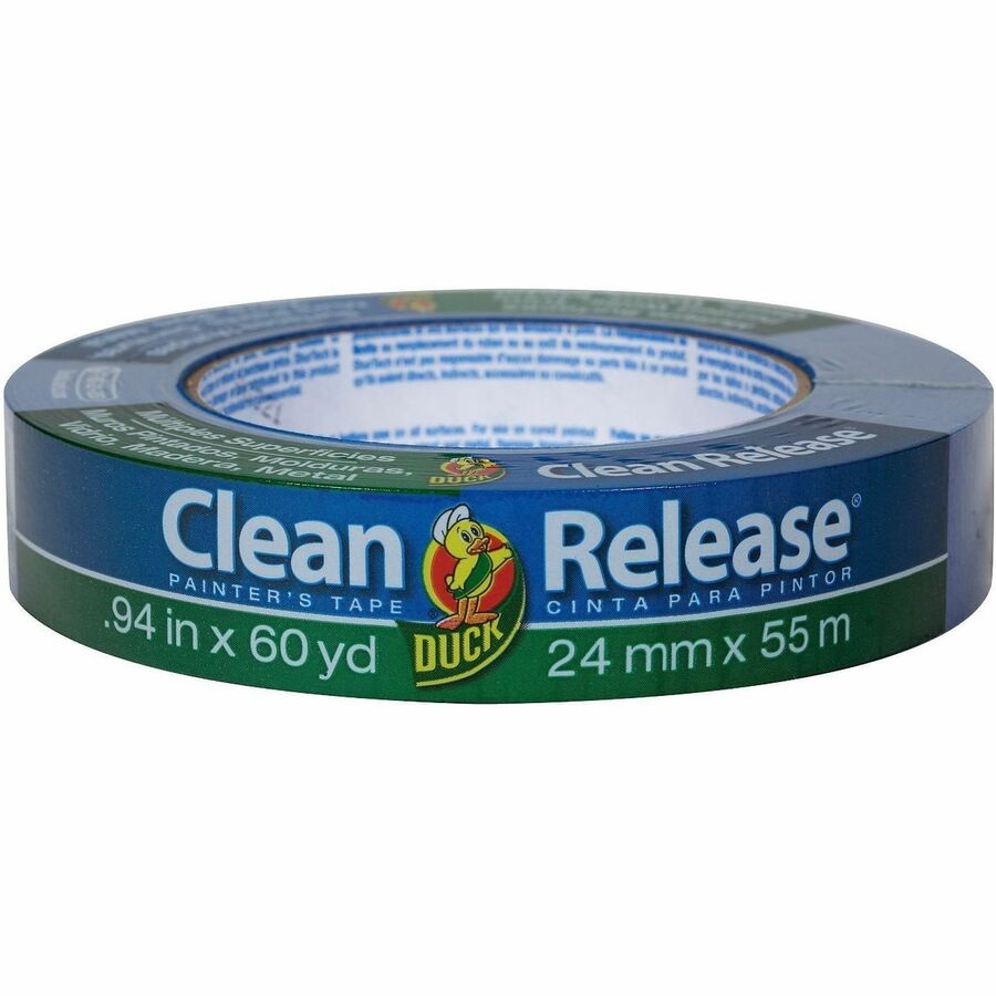 Duck Clean Release Blue Painter's Tape - 60 yd Length x 0.94" Width x 5.3 mil Thickness - 3" Core - Blue - Crepe Paper - UV Resistant - For Paint, Glass, Wood, Metal, Indoor, Outdoor - 24 / Pack
